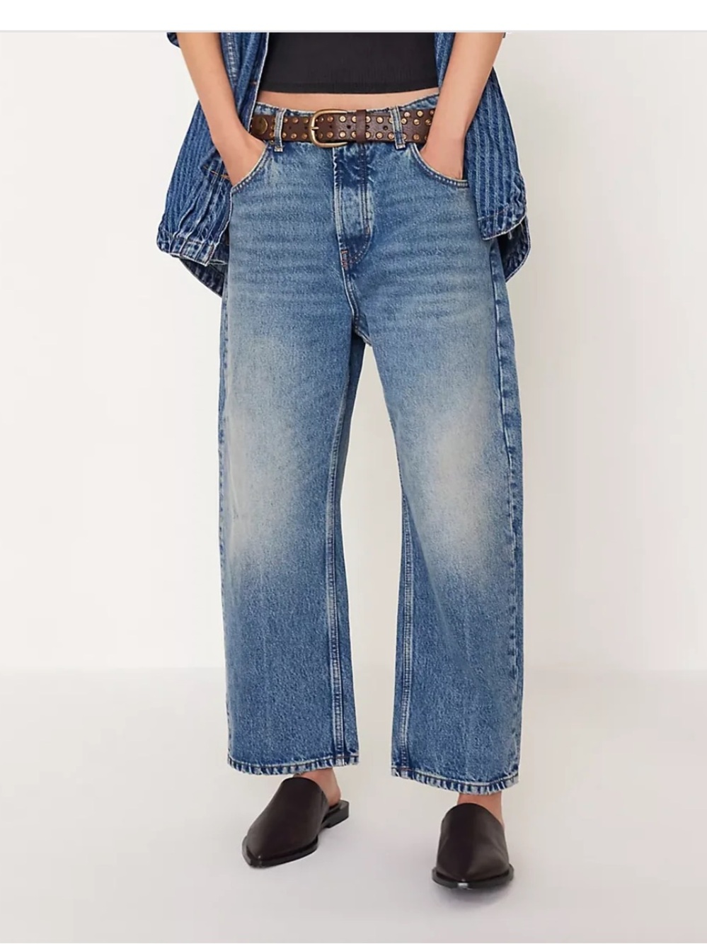 We The Free Deep Trance Dropped Boyfriend Jeans Size 27 Blue